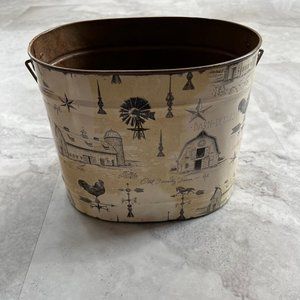 Chad Barrett Farmhouse Metal Pail Bucket Chicken‎ Windmill Barn Oval